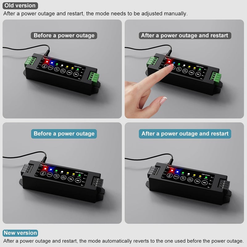 Herdio 4-Channel Bluetooth Amplifier Receiver - 200W Total Power (40W/Channel) with 24V5A Power Supply, IR Remote Control & Power-Off Memory - Ideal for Home, Garage, Ceiling & Passive Speakers - Image 4